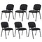 Black Linen Office Chair Set 5 Pack Padded Metal Frame Stackable 330lbs